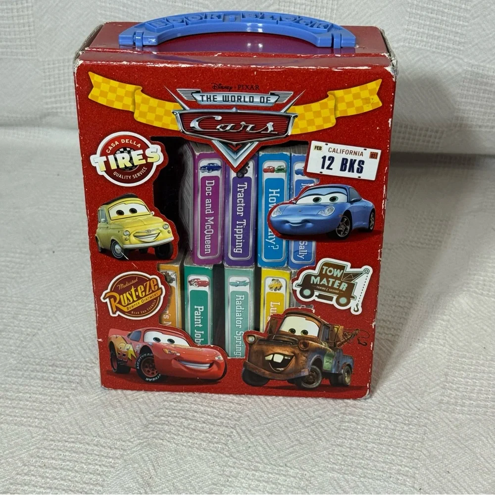 Disney Pixar Cars 9 Small Cardboard Books‎ Carry Case Handle Toddlers Boy Girl
